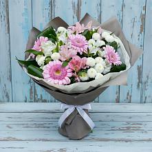 Букет цветов из:  Герберы, Альстромерии и Хризантемы в Радужном Владимирской области