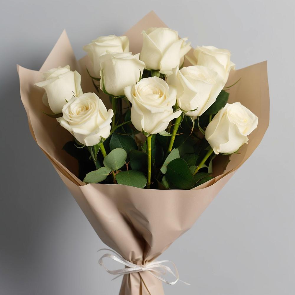 Букет 9 Белых роз Эдлесс Лав в Радужном Владимирской области