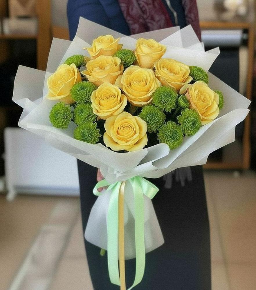 Букет цветов из: Хризантемы и Розы в Радужном Владимирской области