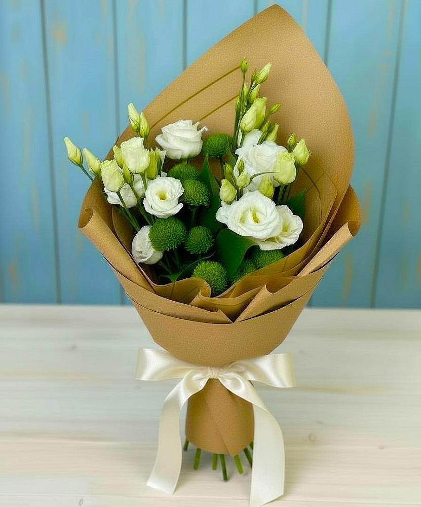 Букет цветов из: Хризантемы и Лизиантусы в Радужном Владимирской области