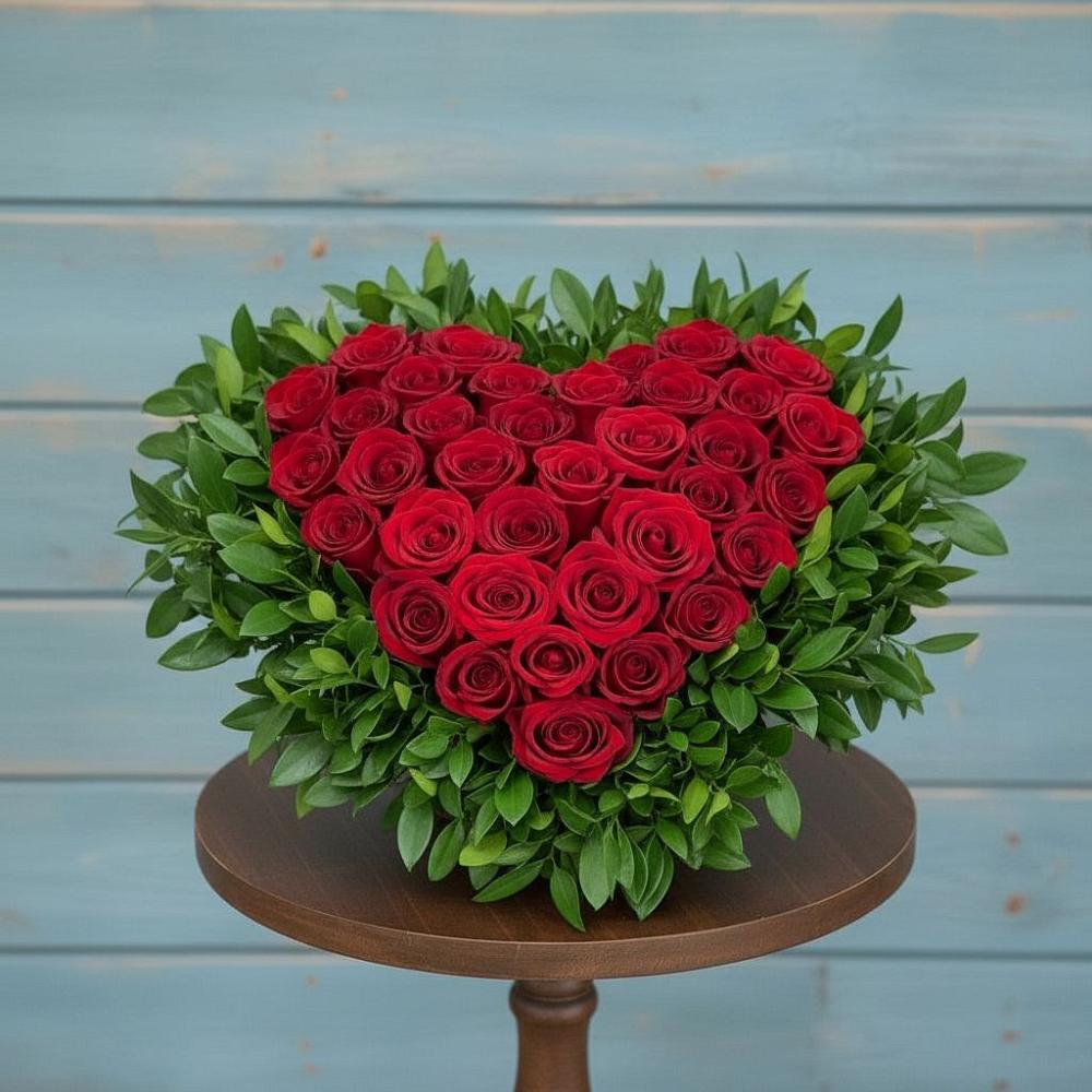 Цветочная композиция из Розы в виде сердца в Радужном Владимирской области