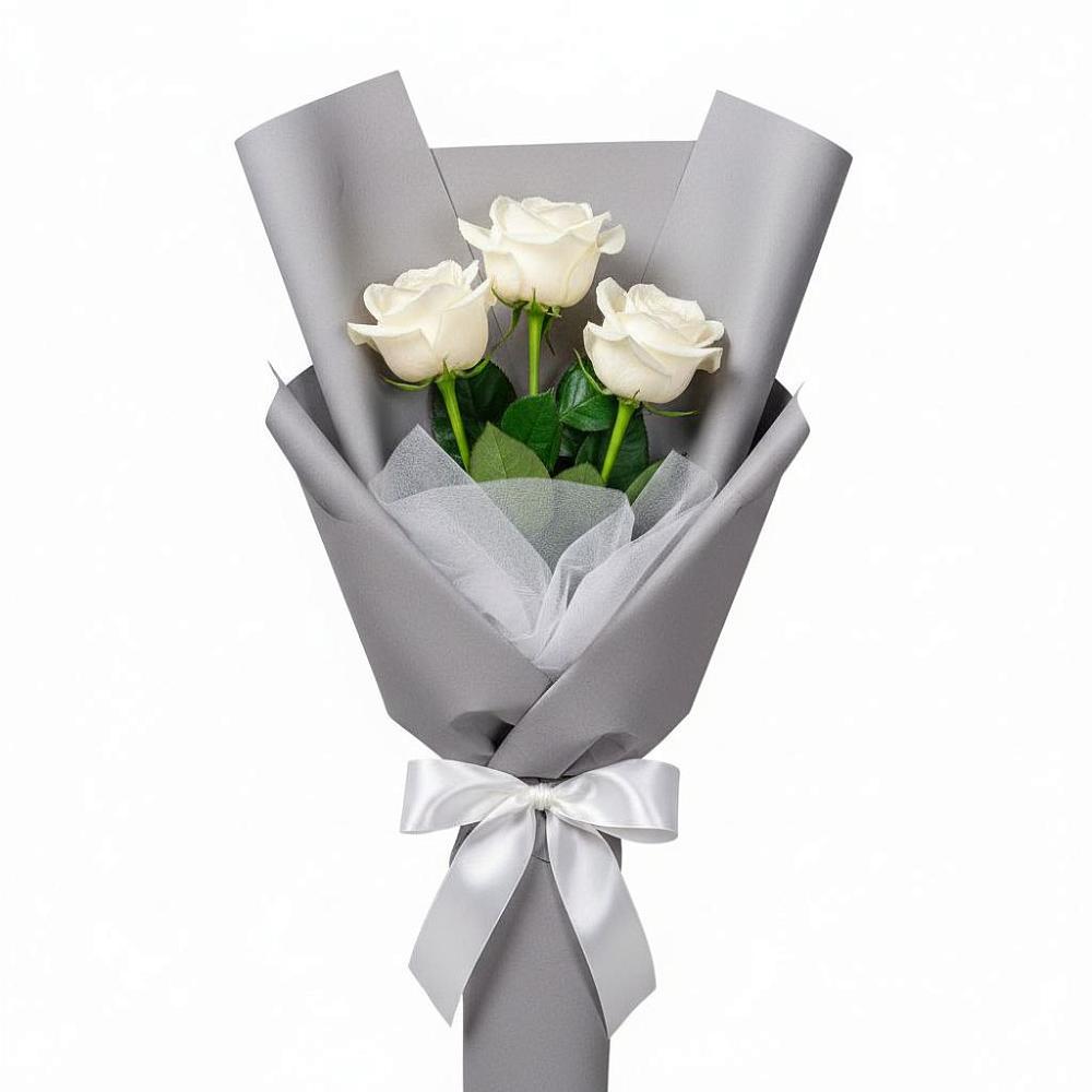 Букет 3 белые розы в Радужном Владимирской области