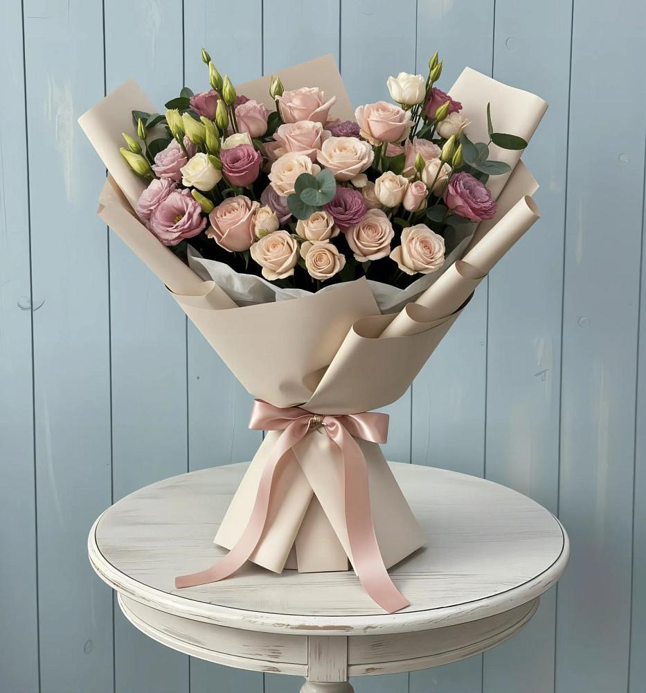 Букет цветов из: Розы и Лизиантусы в Радужном Владимирской области