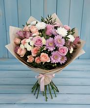 Букет цветов из:  Хризантемы, Розы и Альстромерии в Радужном Владимирской области