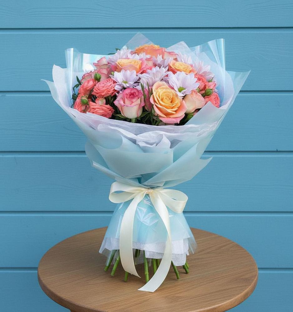 Букет цветов из: Хризантемы и Розы в Радужном Владимирской области