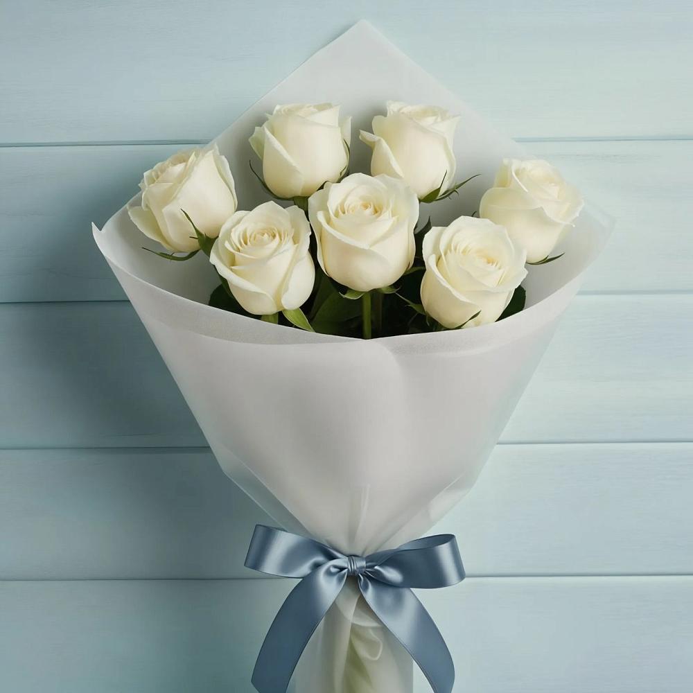 Букет 7 Белых роз Эдлесс Лав в Радужном Владимирской области